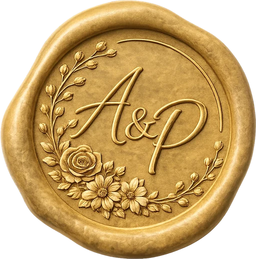 Wax seal with the couple's monogram